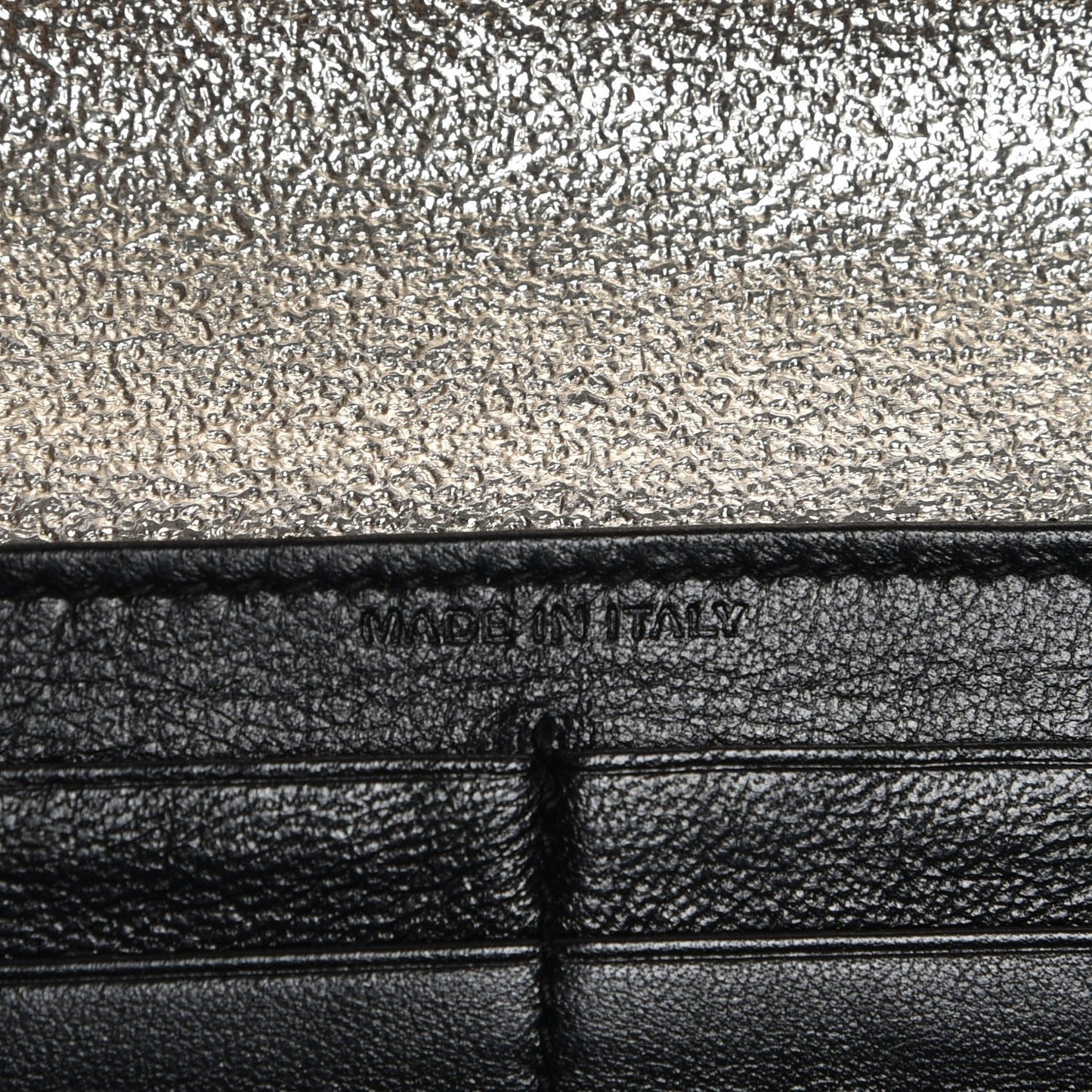 Metallic Crackled Calfskin Matelasse Chevron Monogram Flap Wallet Gold