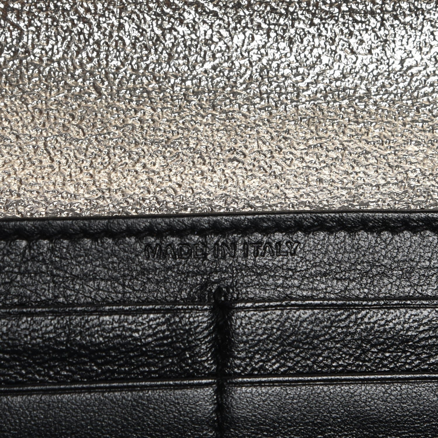 Saint Laurent Metallic Crackled Calfskin Matelasse Chevron Monogram Flap Wallet Gold 10 of 13