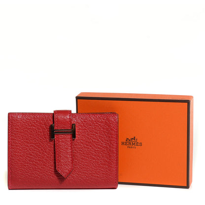 Hermes Chevre Mysore Mini Bearn Wallet Rouge Casaque 5 of 10