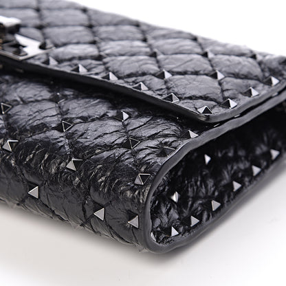 Valentino Garavani Craquele Nappa Rockstud Spike Wallet on Chain Black 9 of 9
