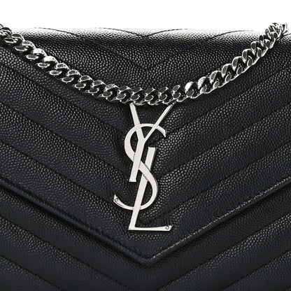Saint Laurent Grain De Poudre Matelasse Chevron Monogram Chain Wallet Black 8 of 10