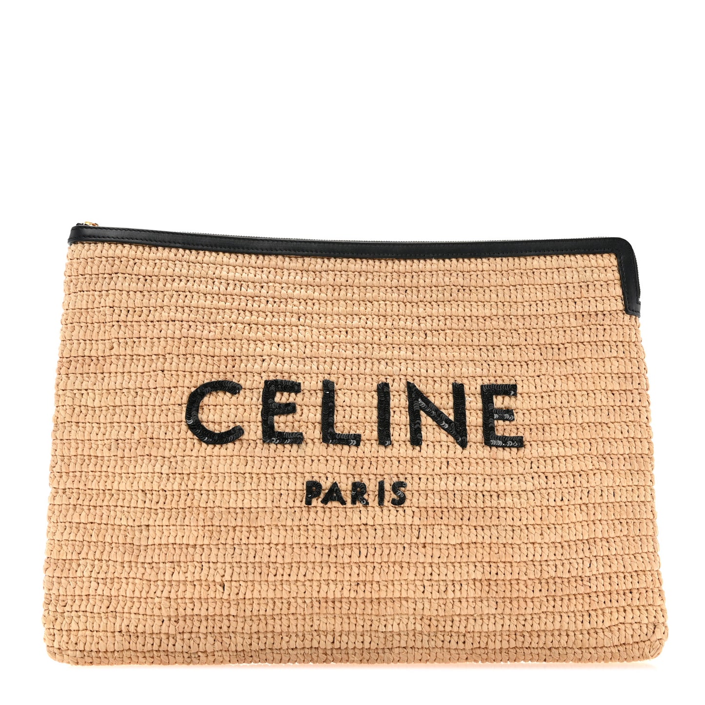 Raffia Sequin Large Pouch Black
