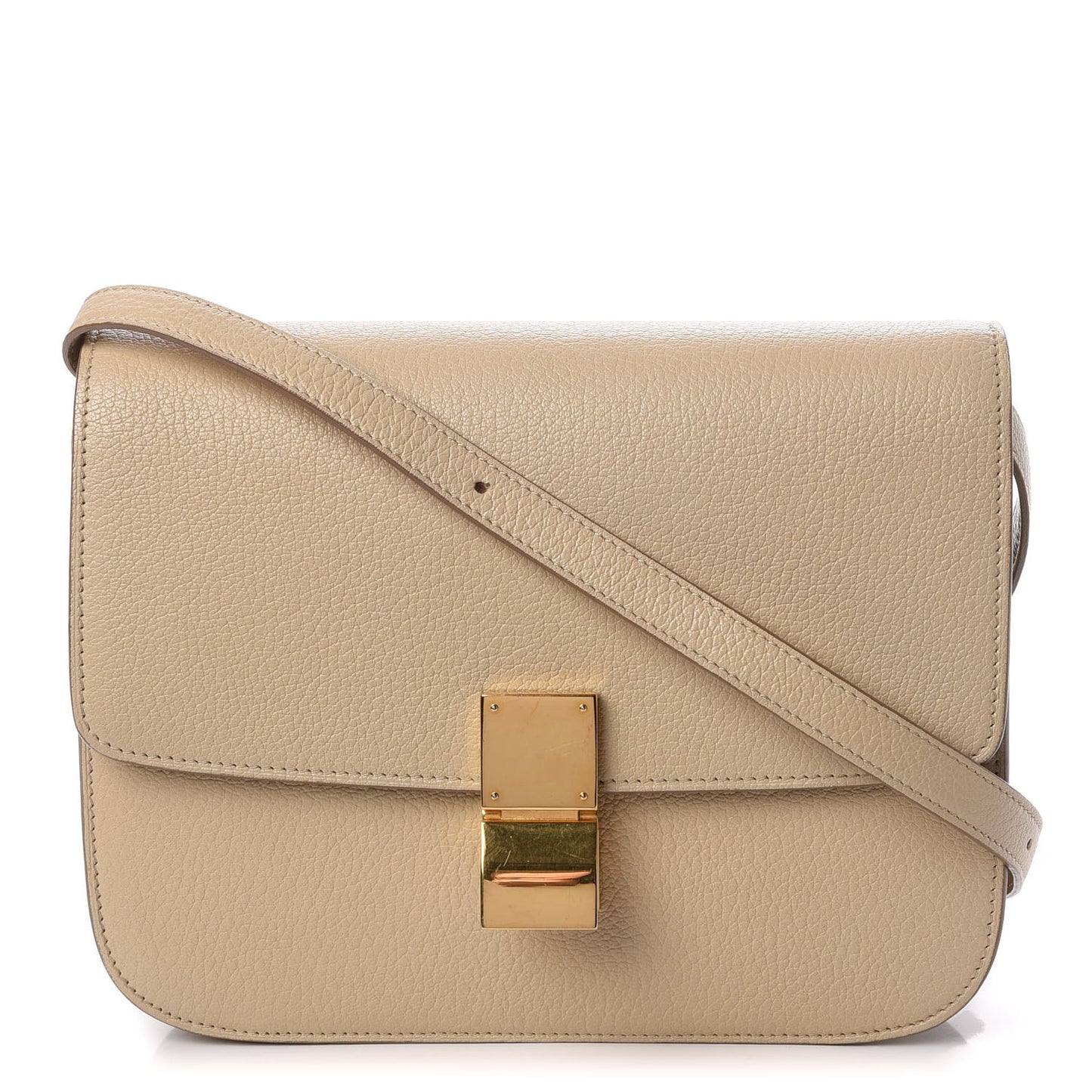 Goatskin Medium Classic Box Flap Bag Dune