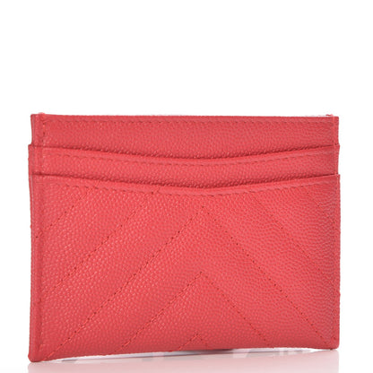 Chanel Caviar Chevron Quilted Card Holder Pink 3 of 9