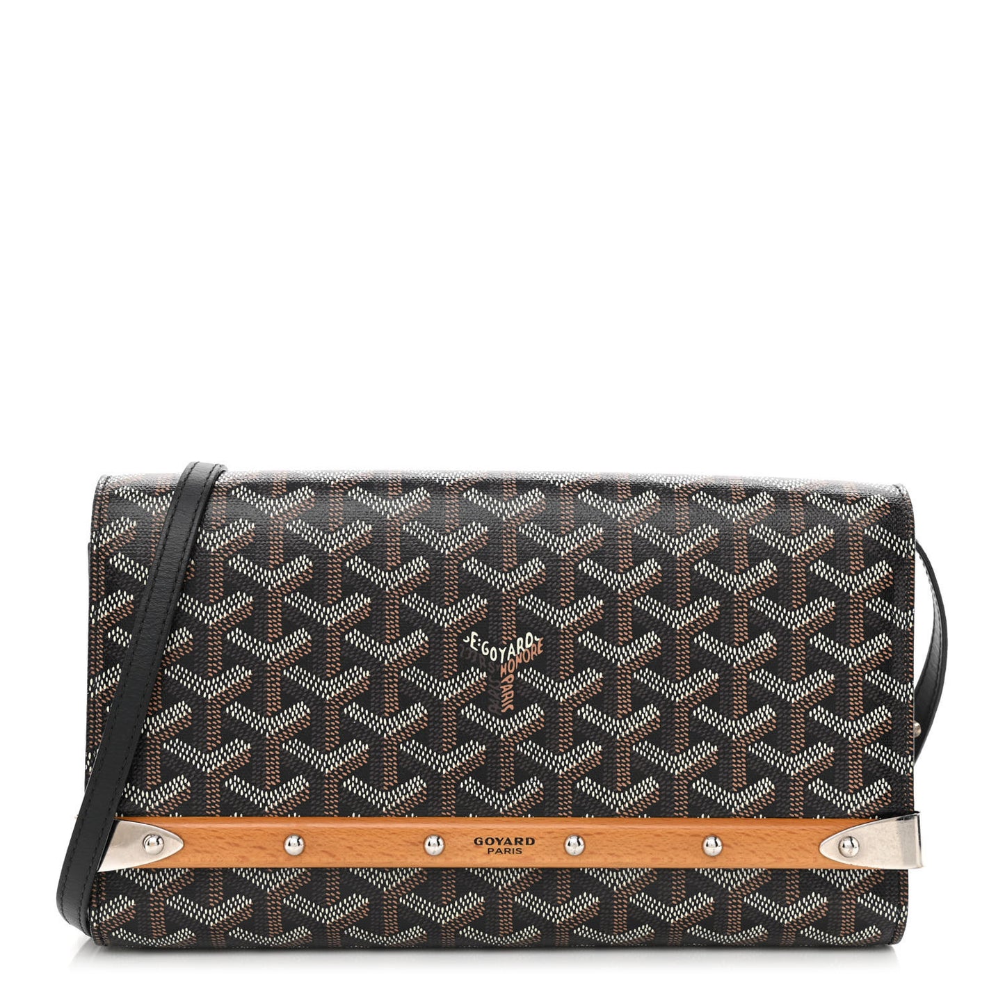 Goyardine Monte Carlo Bois Clutch With Strap Black