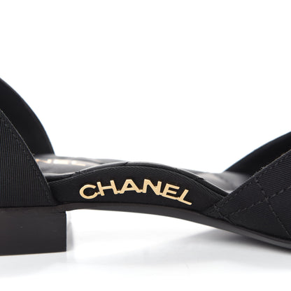 Chanel Grosgrain Cap Toe CC Ankle Strap Sandals 36 Black 9 of 10