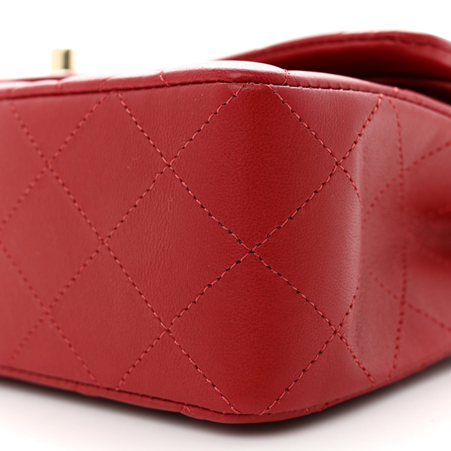 Lambskin Quilted Small Double Flap Red