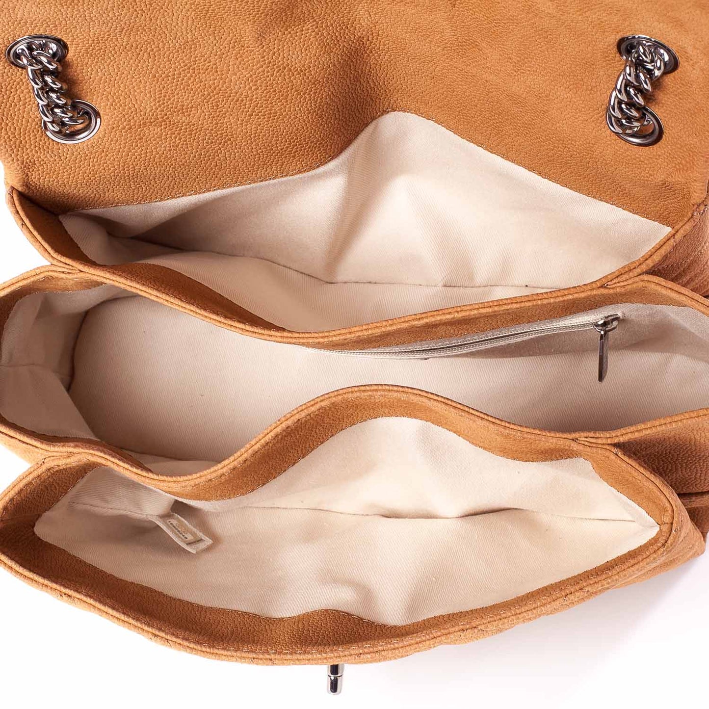 Iridescent Caviar Medium Lady Pearly Flap Beige