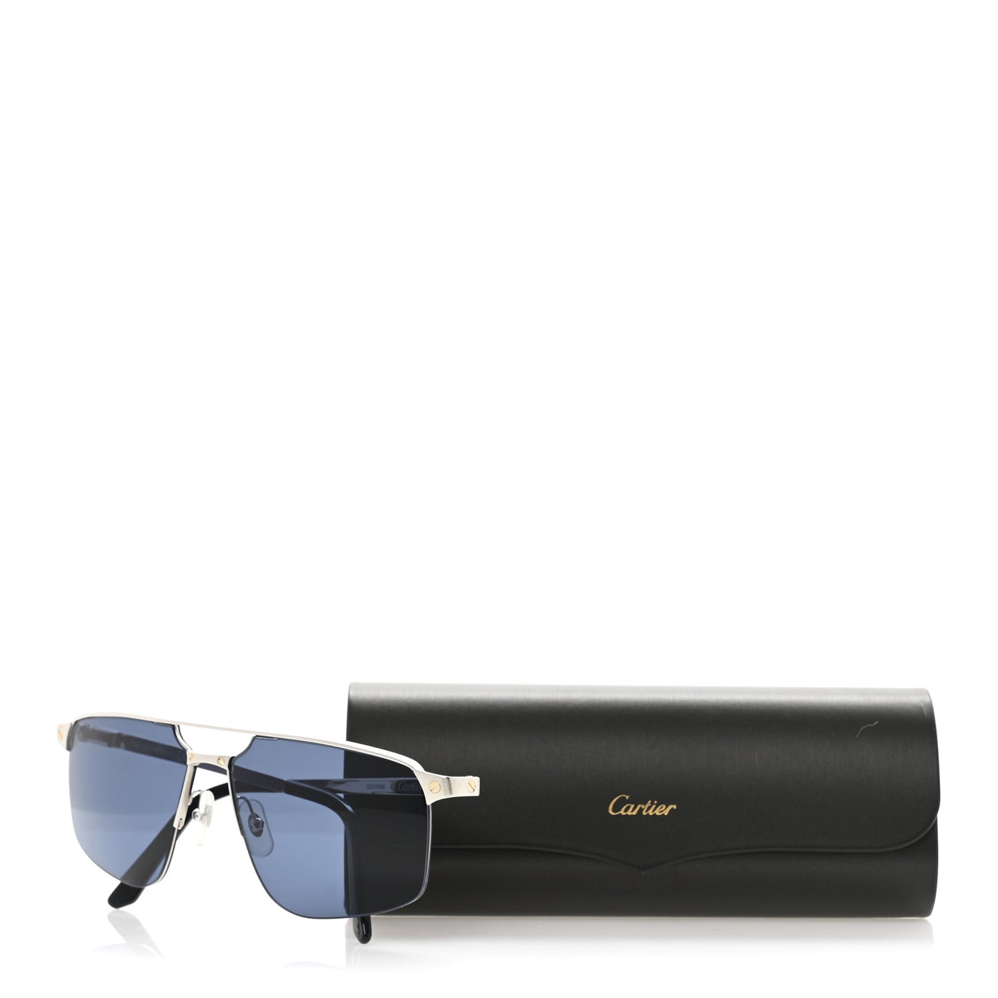Metal Santos de Cartier Pilot Sunglasses CT0385S Silver Blue