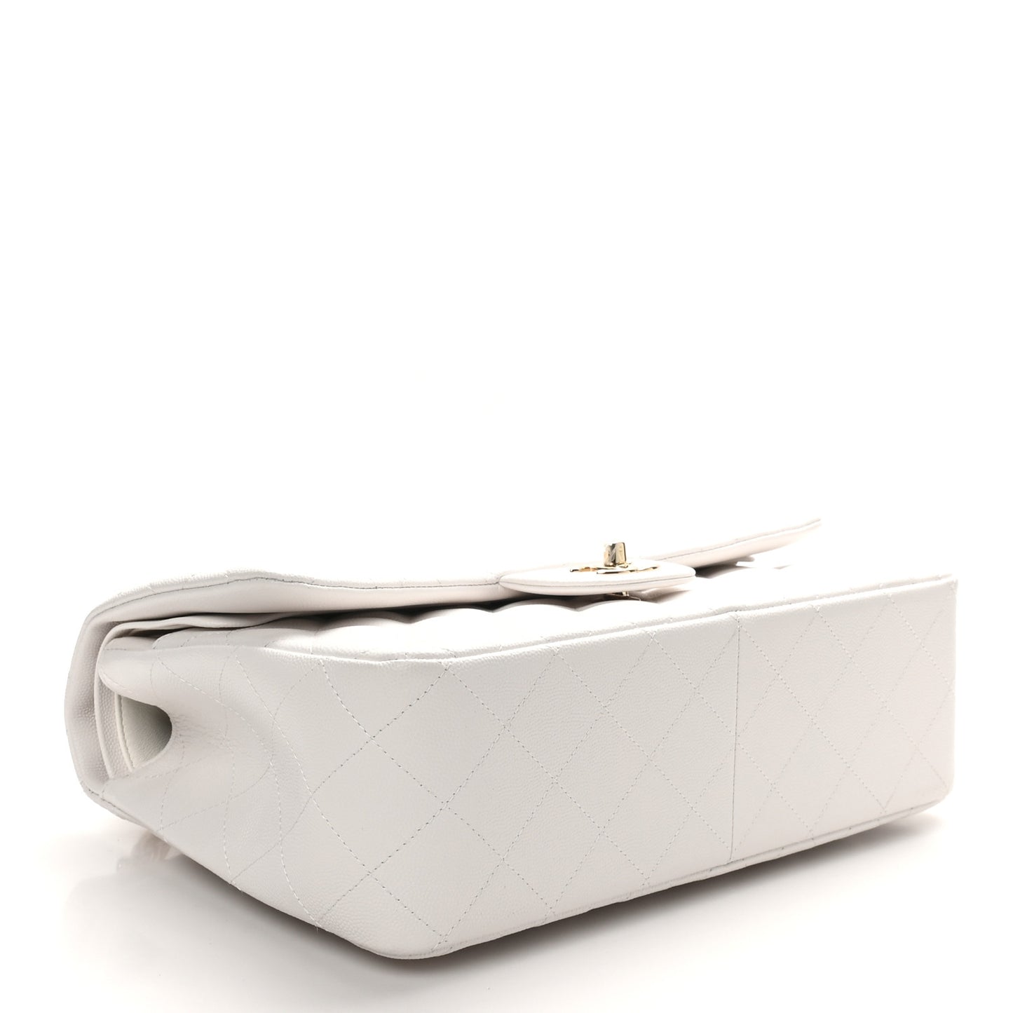 Caviar Quilted Jumbo Double Flap White