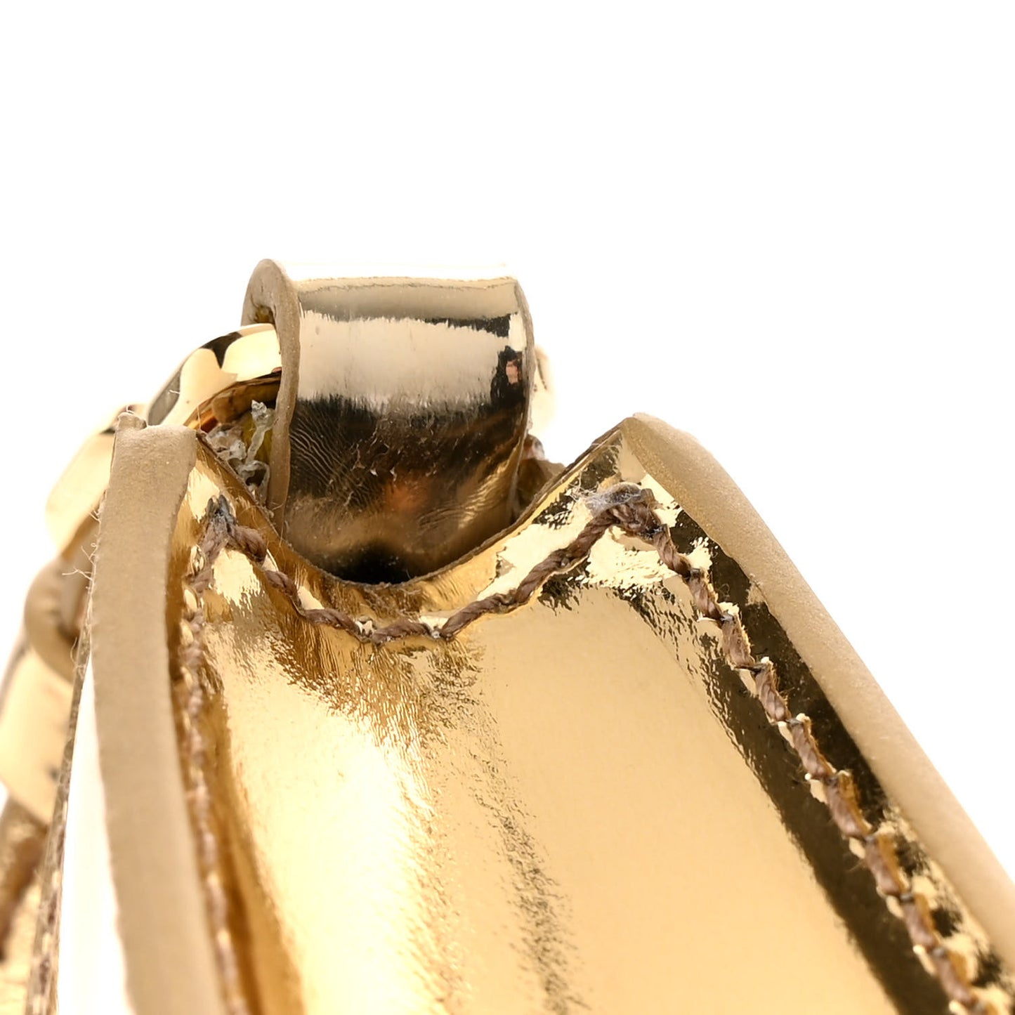 Metallic Vitello Studded Mini Bag Platino