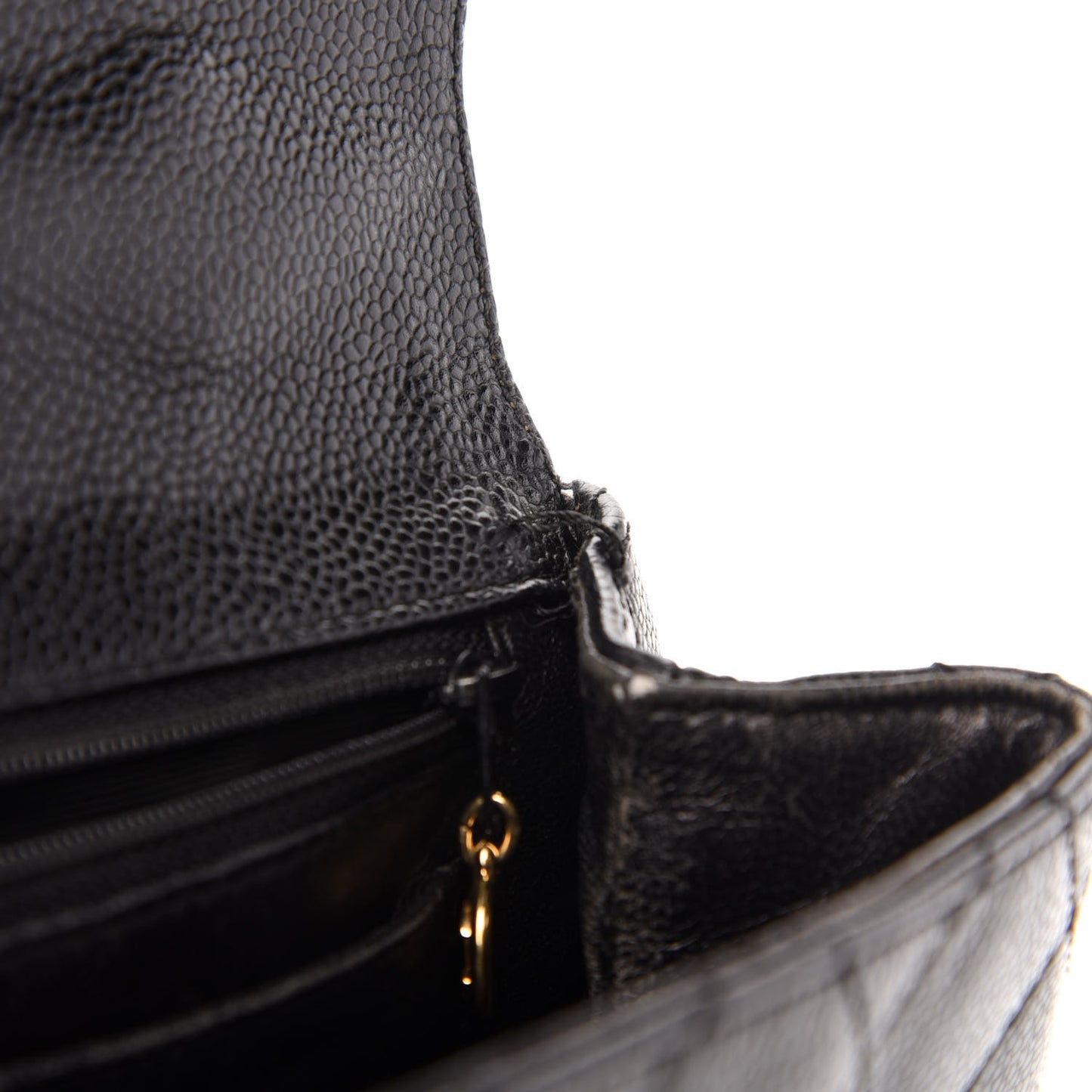 Caviar Quilted Jumbo Kelly Flap Black