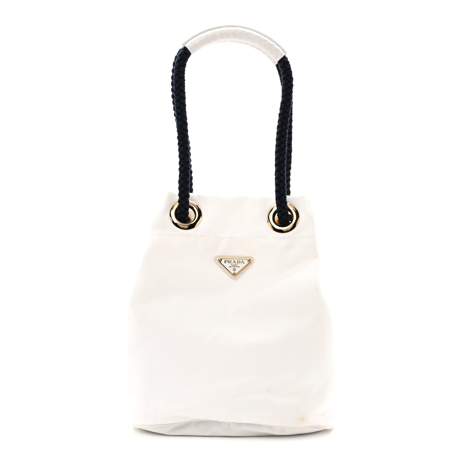 Prada Re-Nylon Triangle Mariner Small Bucket Bag White Baltico 1 of 9