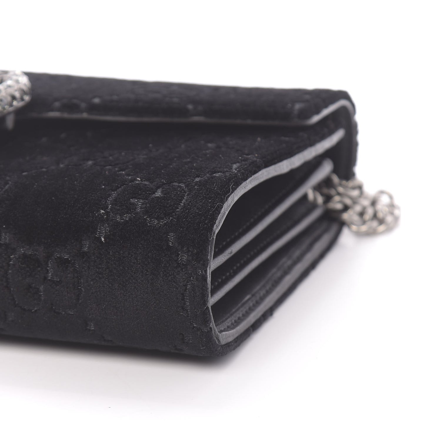 Velvet GG Monogram Mini Dionysus Chain Wallet Black