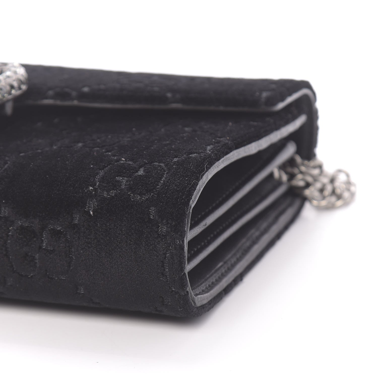 Gucci Velvet GG Monogram Mini Dionysus Chain Wallet Black 9 of 10