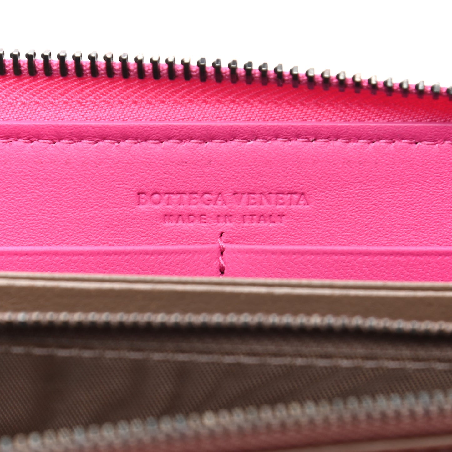 Nappa Intrecciato Zip Around Wallet Pink