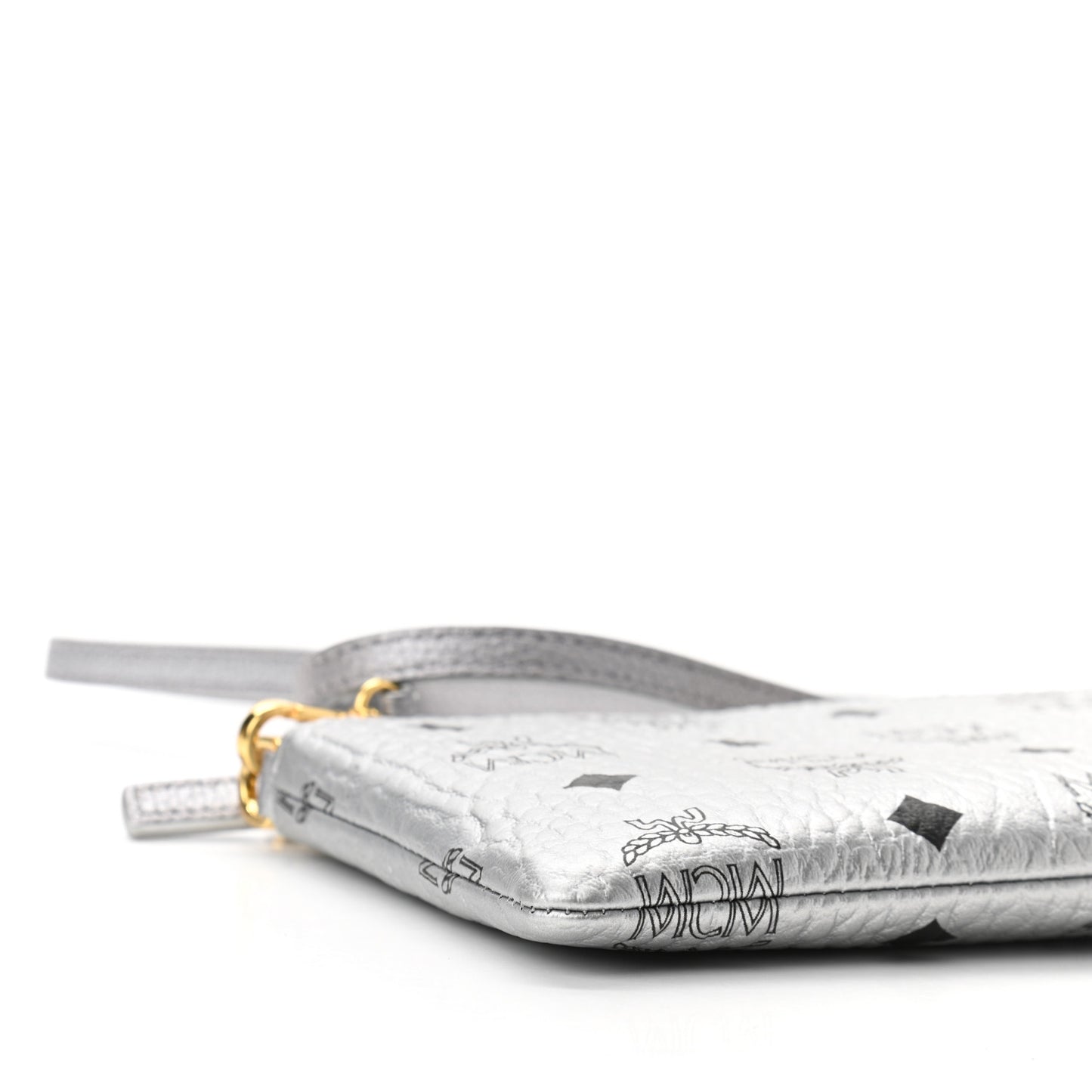 Metallic Visetos Crossbody Tech Pouch Silver