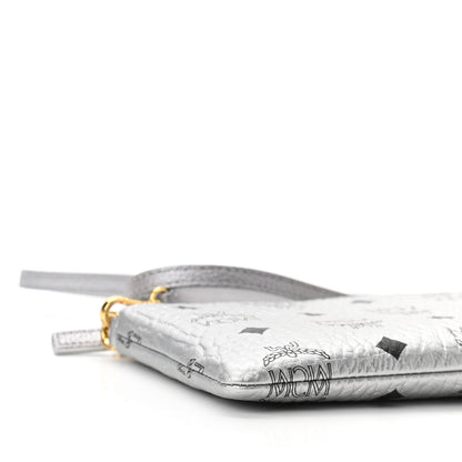 MCM Metallic Visetos Crossbody Tech Pouch Silver 9 of 10