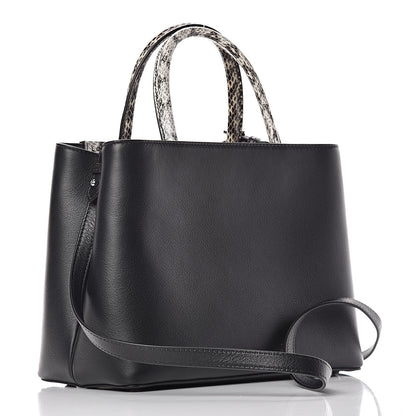 Fendi Vitello Dolce Elaphe Petite 2Jours Tote Black 3 of 10