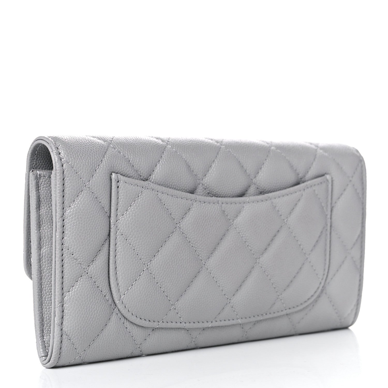 Chanel Caviar Quilted Large Flap Wallet Grey 3 of 9