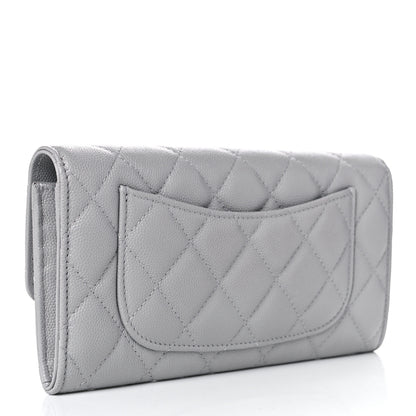 Chanel Caviar Quilted Large Flap Wallet Grey 3 of 9