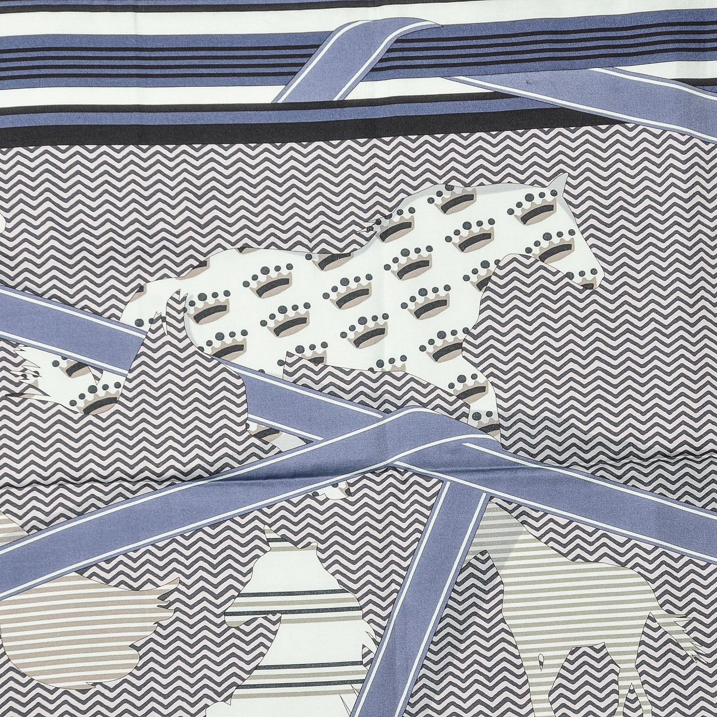 Silk Cotton Clan Equestre Scarf 100 Bleu Moyen Aqua Marine