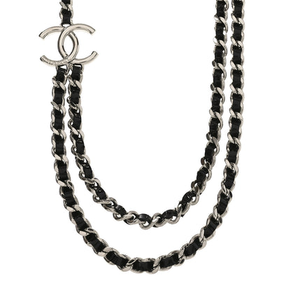 Chanel Metal Patent CC Double Chain Choker Black Silver 1 of 5