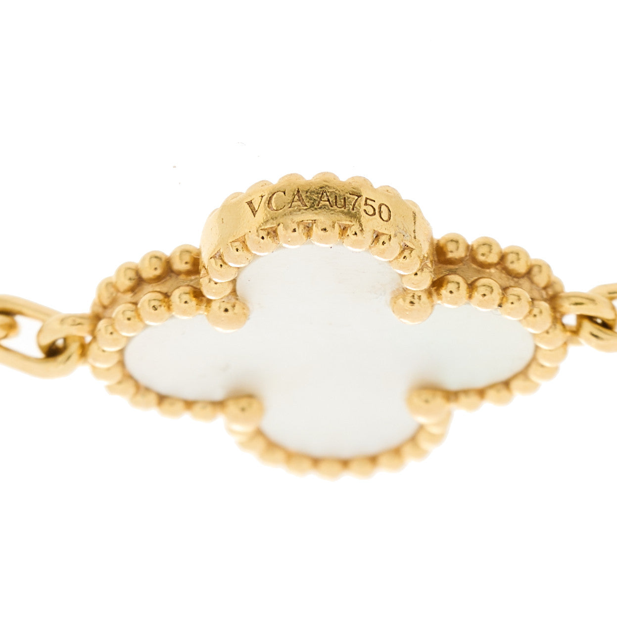 Van Cleef & Arpels 18K Yellow Gold Mother of Pearl 5 Motifs Vintage Alhambra Bracelet 4 of 5