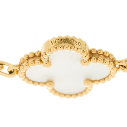 Van Cleef & Arpels 18K Yellow Gold Mother of Pearl 5 Motifs Vintage Alhambra Bracelet 4 of 5