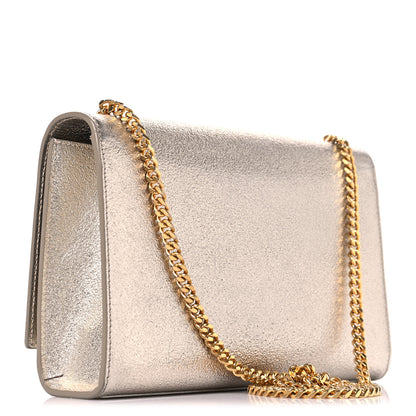 Saint Laurent Metallic Calfskin Medium Classic Monogram Kate Satchel Pale Gold 3 of 10