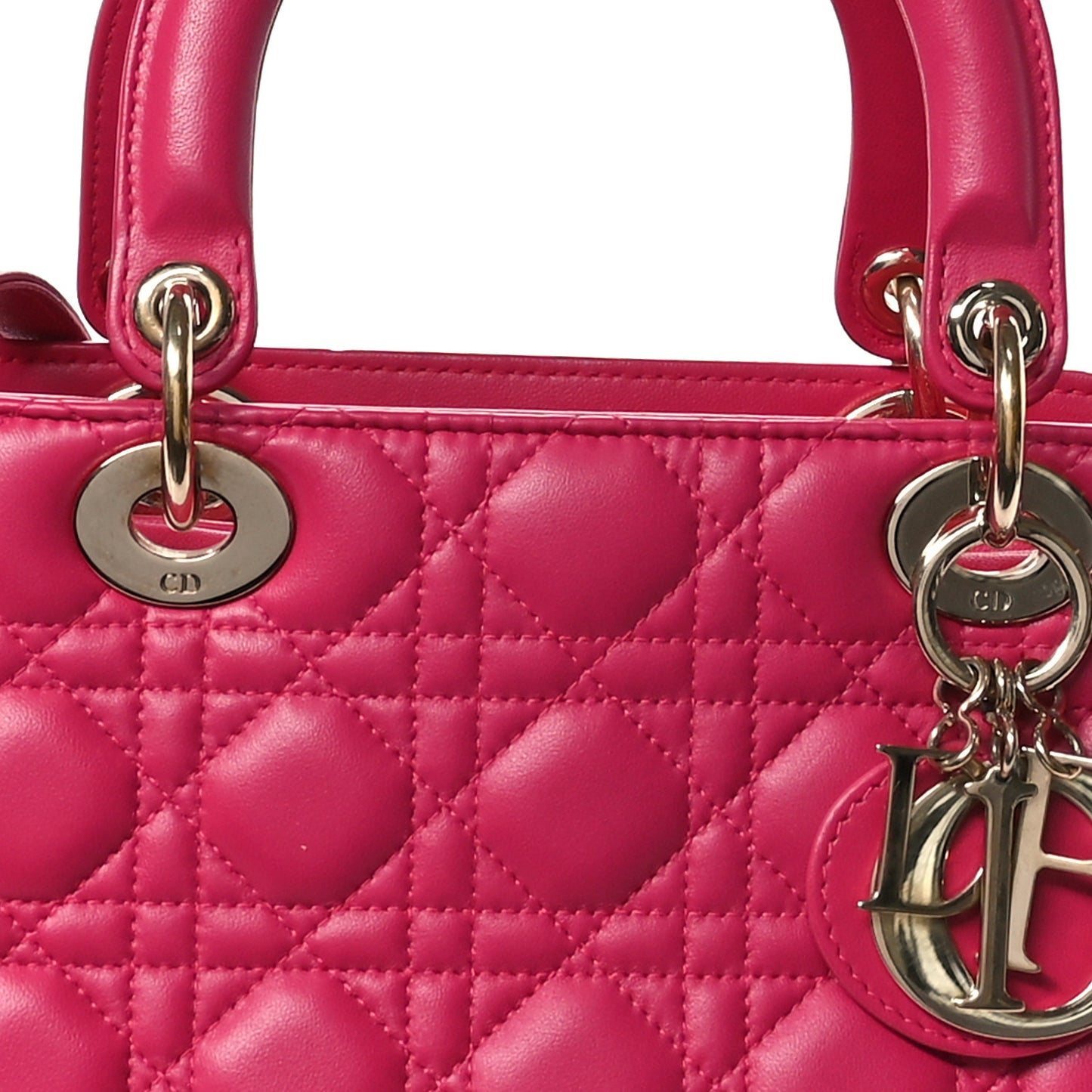 Lambskin Cannage Medium Lady Dior Fuchsia