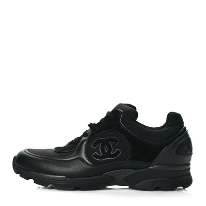 Chanel Toile Suede Calfskin CC Sneakers 40.5 Black 1 of 8
