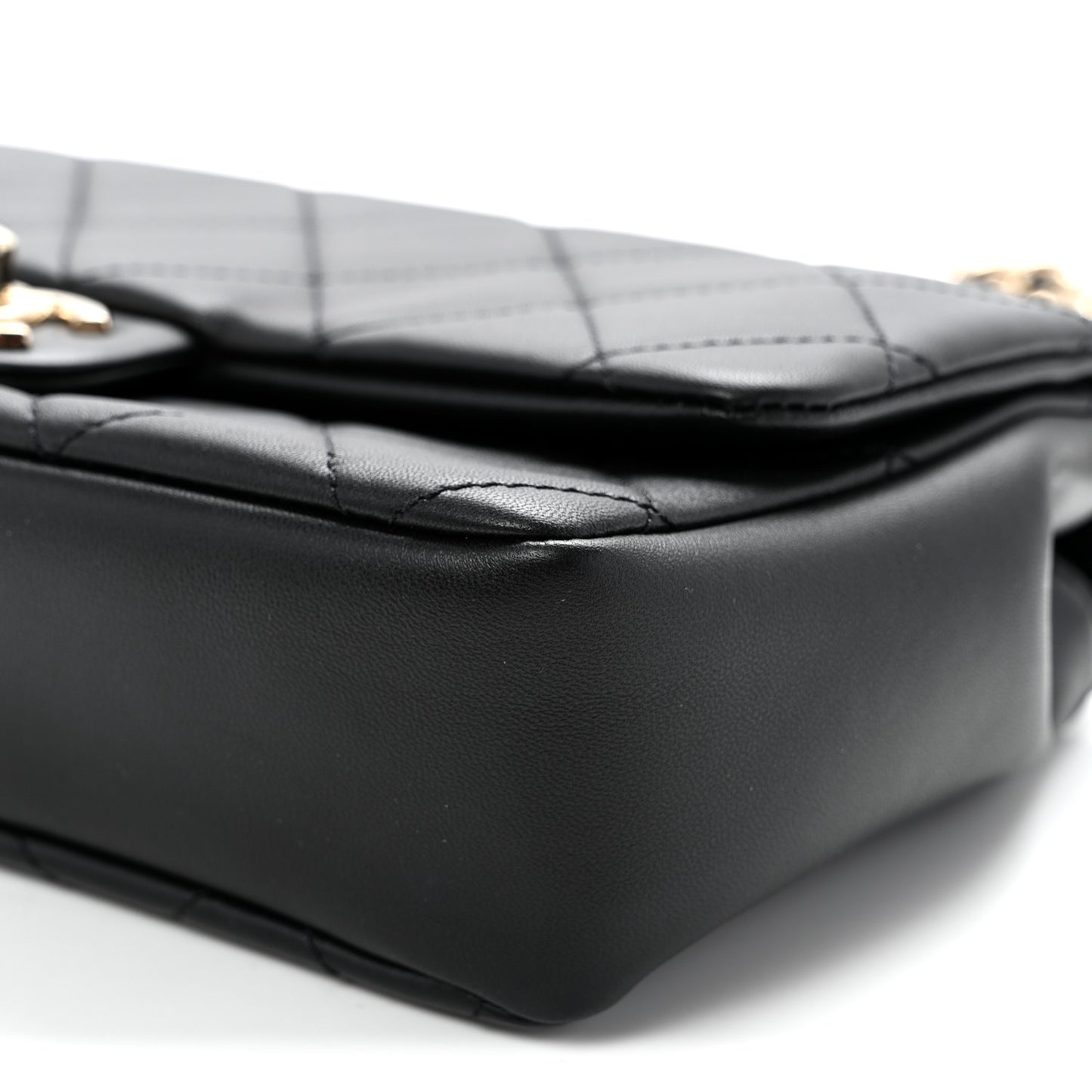 Lambskin Quilted Resin Bi-Color Chain Flap Bag Black