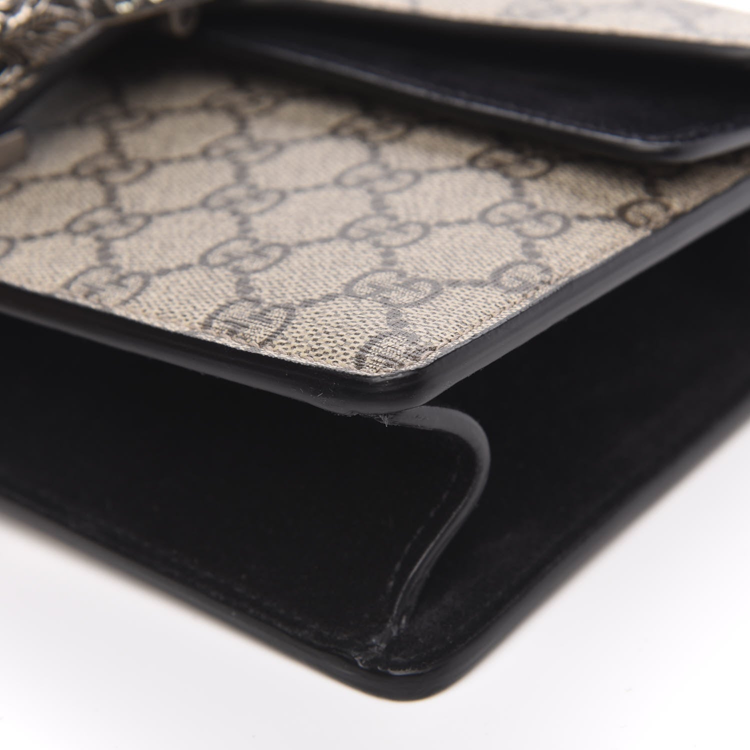 Gucci GG Supreme Monogram Suede Crystal Small Dionysus Shoulder Bag Beige Ebony Black 9 of 11