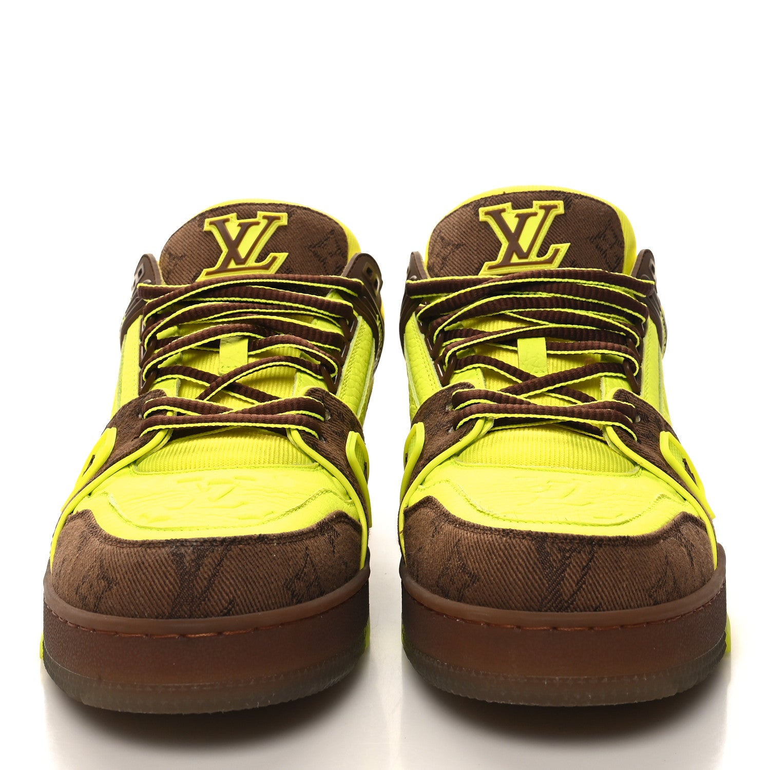 Louis Vuitton Calfskin Mens LV Trainer Sneakers 9.5 Yellow Brown 2 of 8
