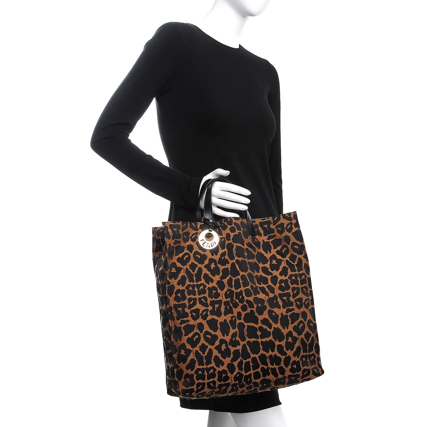 Jacquard Leopard Print Shopping Tote Brown
