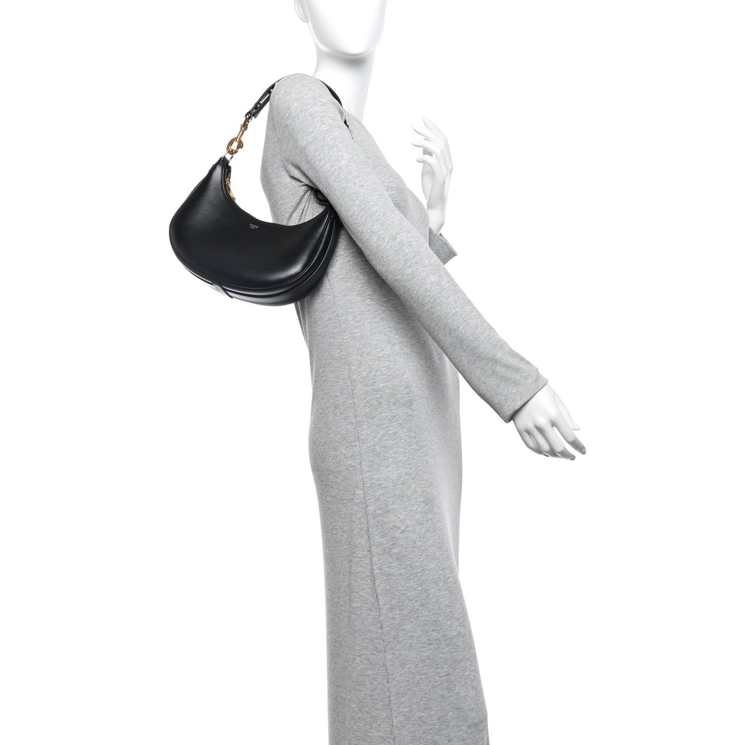 Celine Smooth Calfskin Medium Strap Ava Shoulder Bag Black 2 of 10