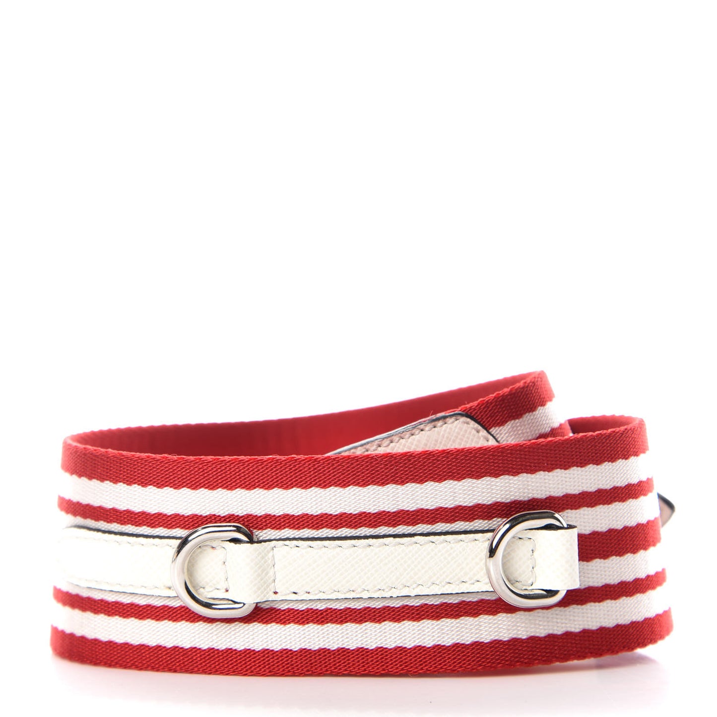 Saffiano Striped Fabric Nastro Righe Shoulder Strap Fuoco