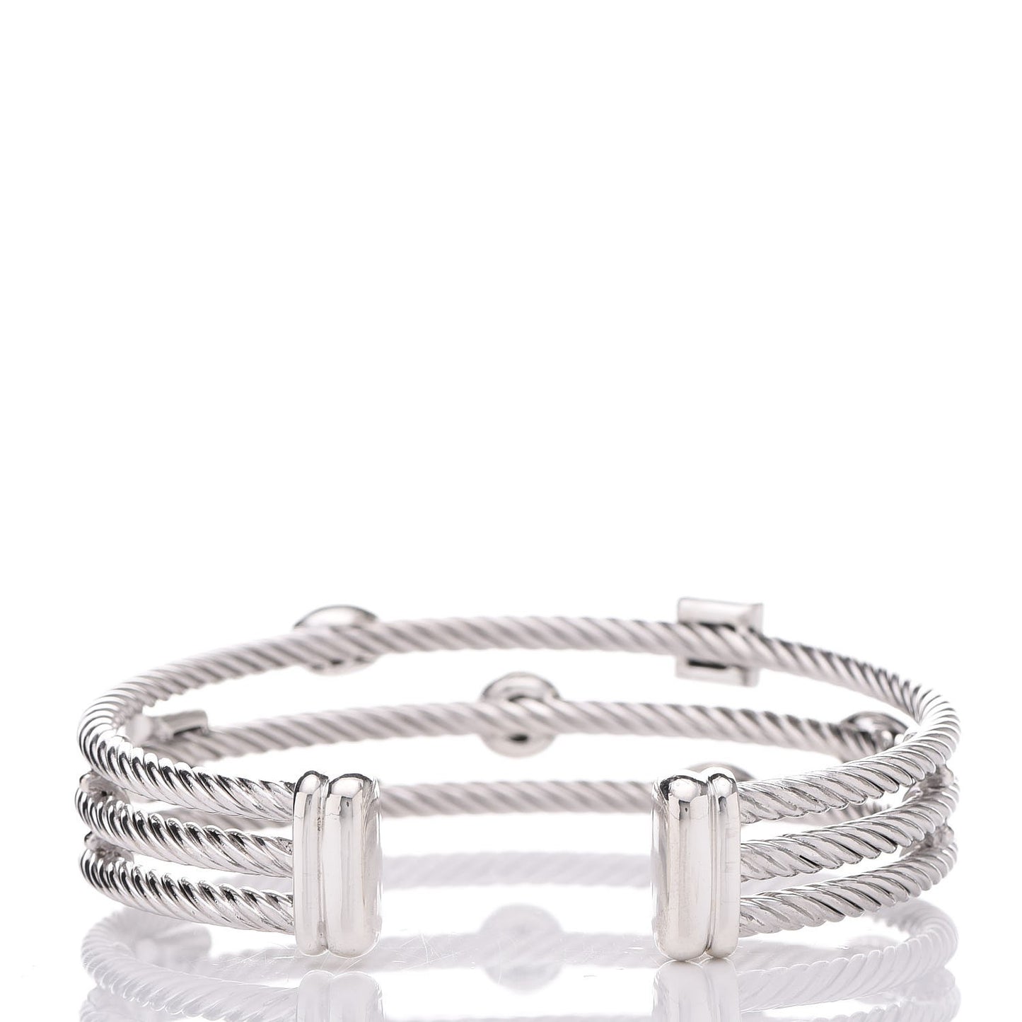 Sterling Silver Diamond Three Row Confetti Cuff Bracelet