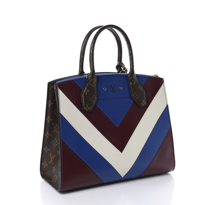 Louis Vuitton Calfskin Monogram City Steamer MM Blue Burgundy White 3 of 9