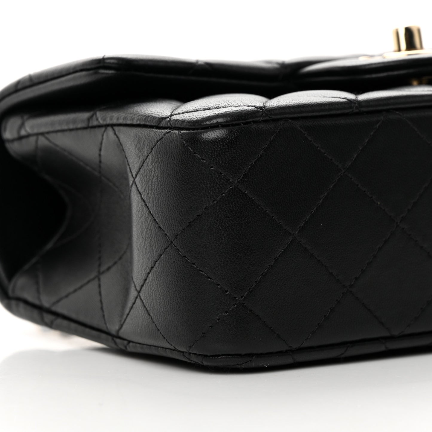 Lambskin Quilted Mini Top Handle Rectangular Flap Black