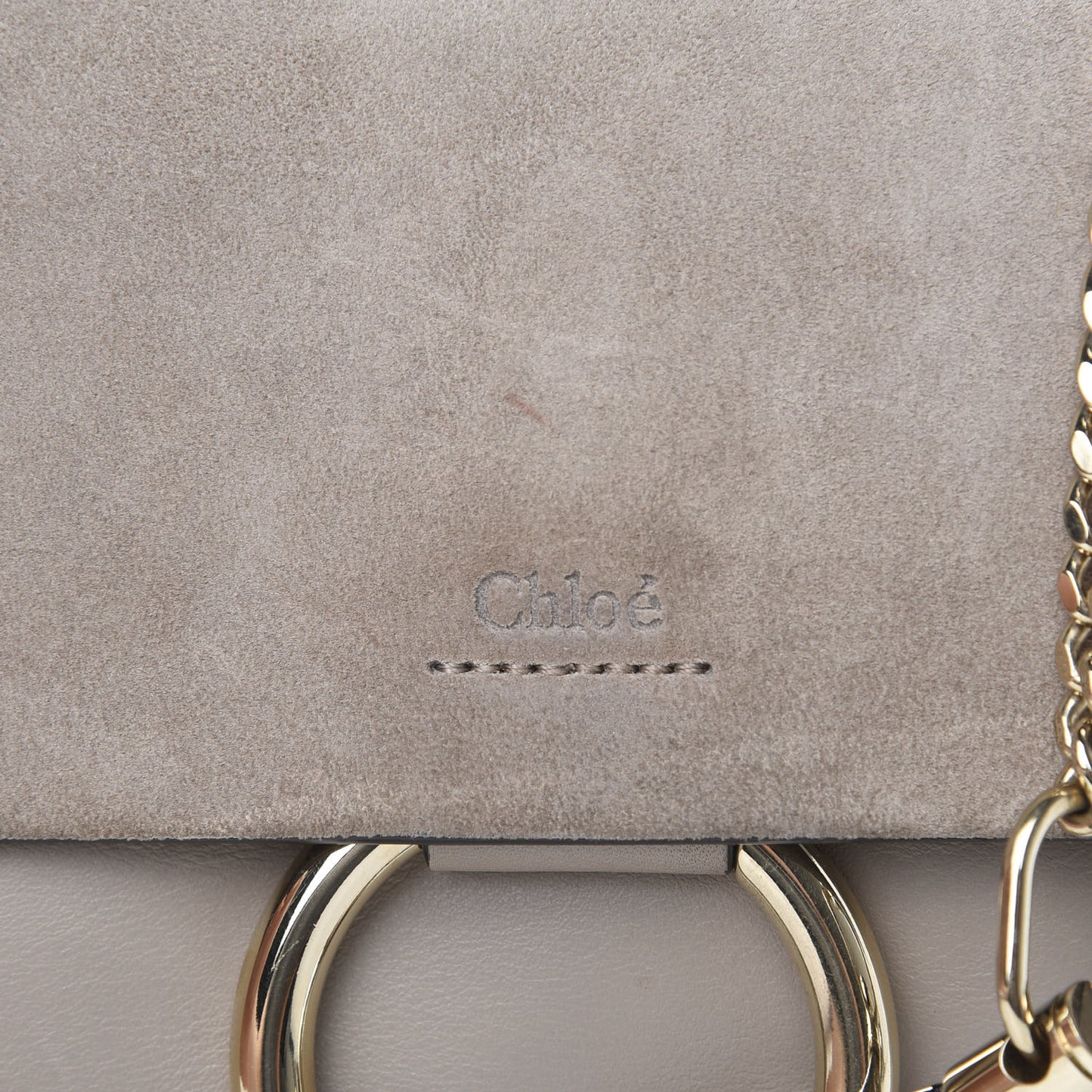 Suede Calfskin Small Faye Shoulder Bag Motty Grey