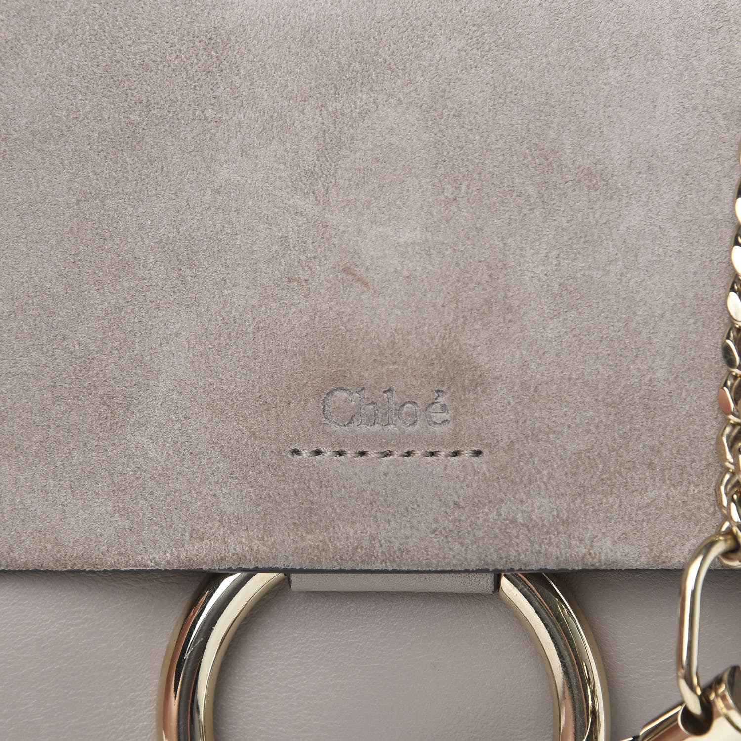 Chloe Suede Calfskin Small Faye Shoulder Bag Motty Grey 10 of 11