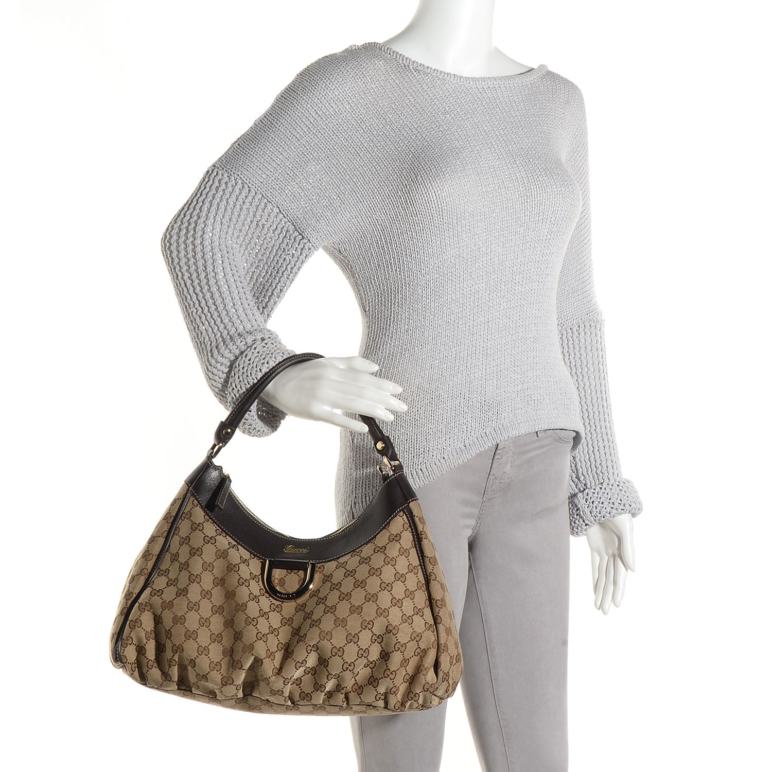 Gucci Monogram Large D Gold Hobo Dark Brown 2 of 7