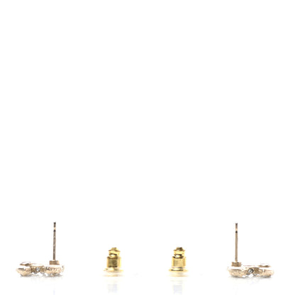 Chanel Pearl Crystal CC Earrings Light Gold 3 of 4