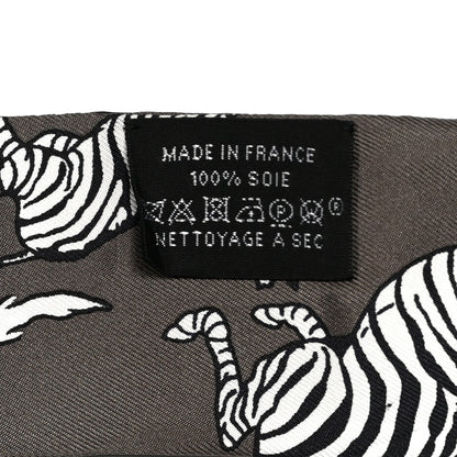 Hermes Silk Les Zebres Twilly Gris Taupe Black White 3 of 3
