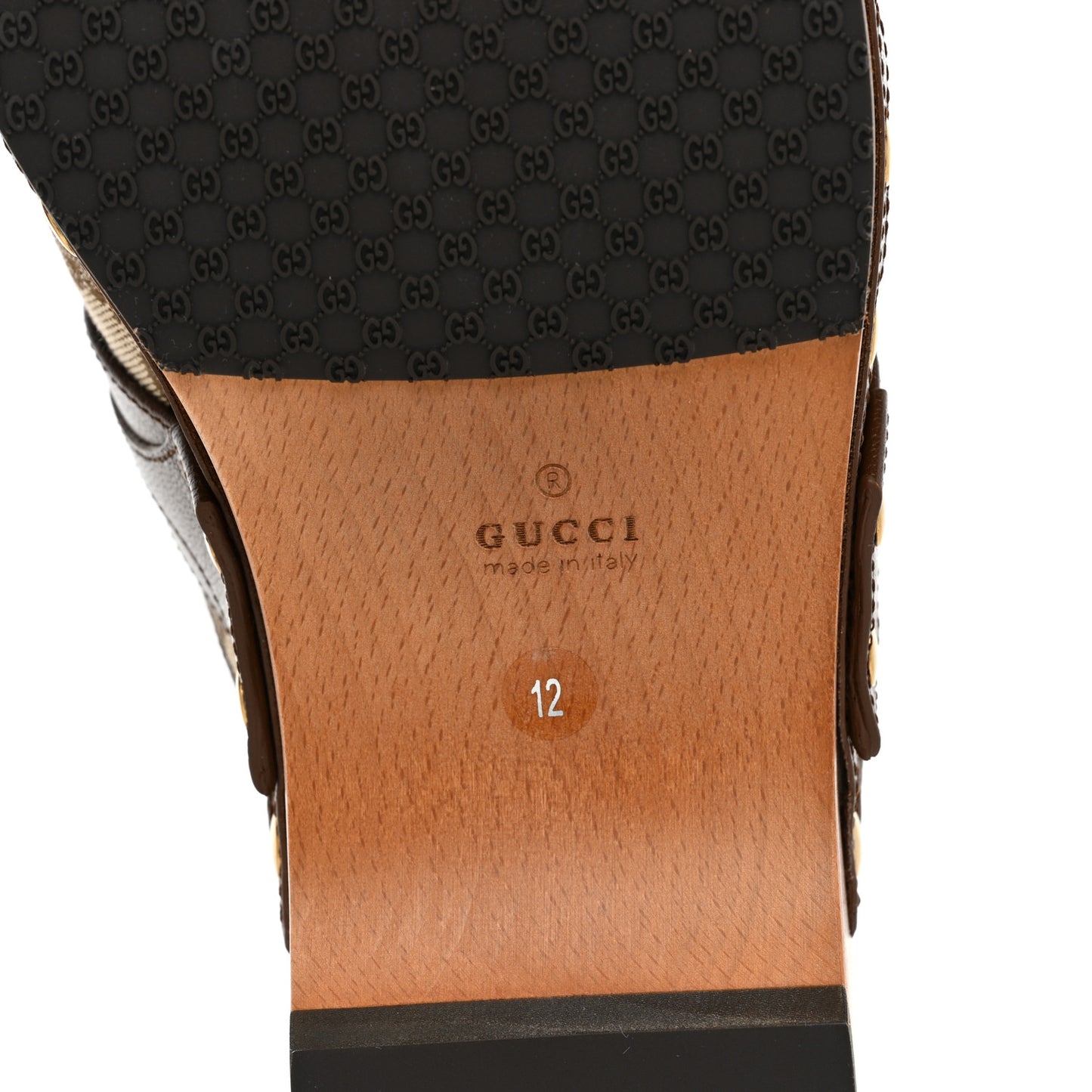 Monogram Quentin Goatskin Womens Horsebit Clog Mules 12 Beige Ebony Brown Sugar