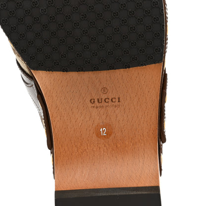 Gucci Monogram Quentin Goatskin Womens Horsebit Clog Mules 12 Beige Ebony Brown Sugar 6 of 9