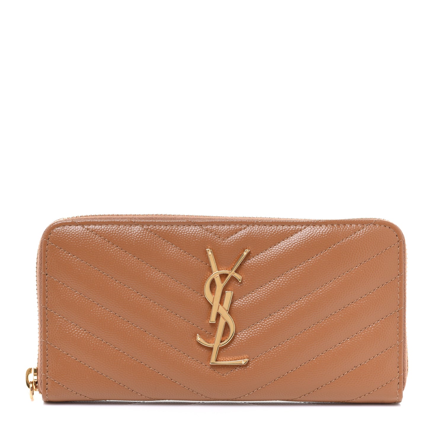 Grain De Poudre Matelasse Chevron Monogram Zip Around Wallet Naturel Dark
