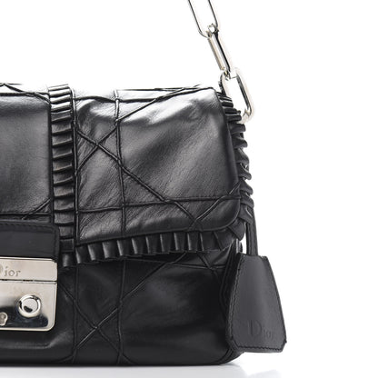Christian Dior Lambskin Cannage Ruffle New Lock Flap Black 10 of 11